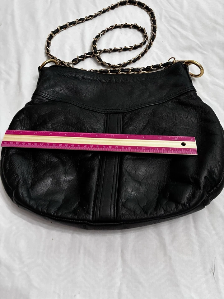 Lauren Ralph Lauren Black Leather Satchel Crossbody Handbag Medium - Image 4 of 4