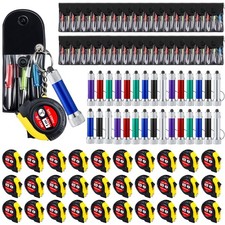 Jutom 180 Pcs Mini Tape Measure Keychain Screwdriver LED Light Colorful