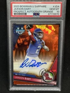 2023 Bowman U Chrome Sapphire Jaxson Dart Auto Orange 23/25 Ole Miss NY Giants