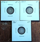 Lot of 3 Seated Liberty Half Dimes with Variety of Dates