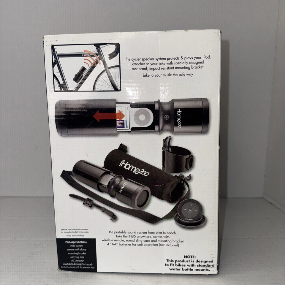 New In Box Ihome 2go Cycler IH85 For Ipod Wireless Speaker,Remote W/ Charge - Image 3 of 4