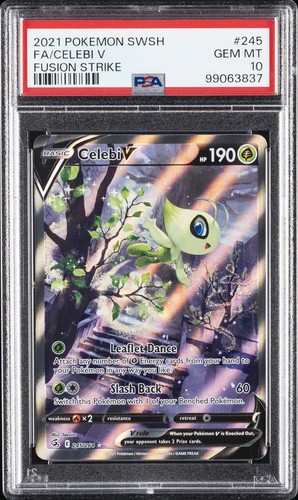 2021 POKEMON SWORD & SHIELD FUSION STRIKE #245 FULL ART/CELEBI V PSA 10