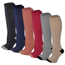 Boot Socks Women 6 Pairs pack Knee High Cable Knit Winter Wool Socks Assor...