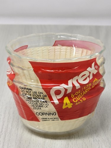 Vintage Pyrex 463-D Originals 6 oz. Custard Cups/Dishes/Glass NEW IN PACKAGING - Picture 2 of 4