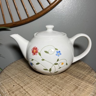 Vintage Floral MR COFFEE Teapot Coffee Porcelain White with Beautiful FLOWERS