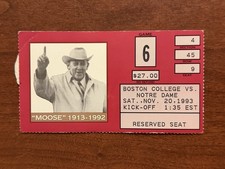 1993 Notre Dame vs Boston College Ticket Lou Holtz #76 Greatest College Games