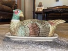 Fitz & Floyd Autumn Leaves Pheasant Covered Butter Dish Vintage