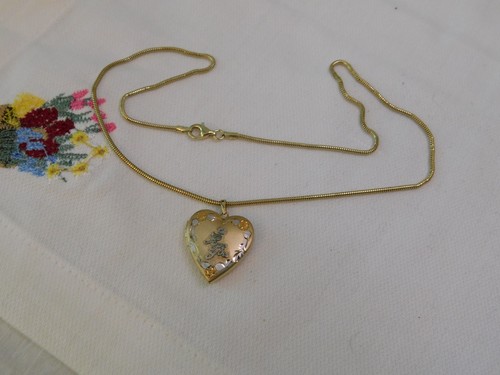 Heart Photo Locket I Love You Pendant Necklace 14KT Gold filled Sterling Chain - Picture 3 of 8