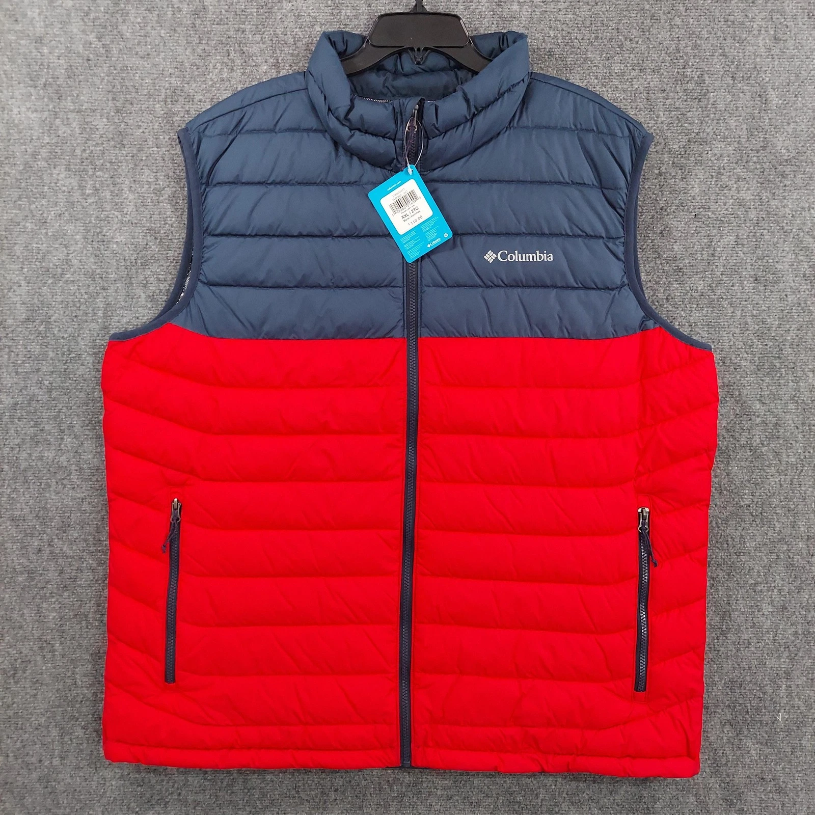 Columbia Powder Lite Vest Mens 2XL Red Omni-Heat Quilted Insulated Puffer