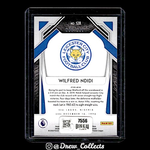 2020-21 Panini Prizm Premier League Wilfred Ndidi Leicester City Blue Prizm - Picture 2 of 2