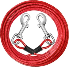 jenico Dog Tie Out Cable: 15ft Leads for Yard Heavy Duty - 15FT, Red 