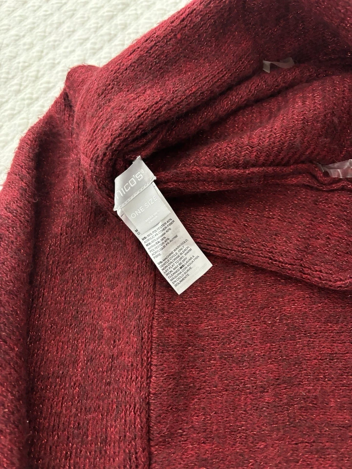 Women’s Chicos One Size Fits All Burgundy Wine Red Cape - Image 4 of 4