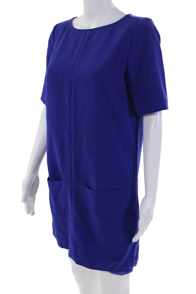 Mini vestido recto azul Broadway & Broome para mujer con cremallera trasera manga corta talla 4 Foto 2 de 4