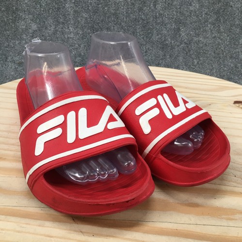 Fila Sandals Womens 10 M Sleek Slip On Slides Red Open Toe Casual Flip Flop - Picture 3 of 15