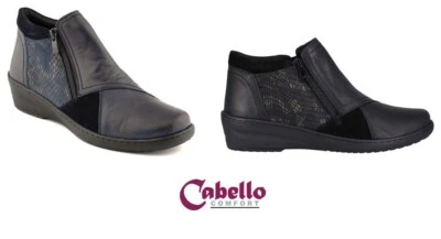 Cabello Comfort Leather Dress Zip Wedge Boots Cabello CP462-18 Boots Black Navy - image 1 of 4