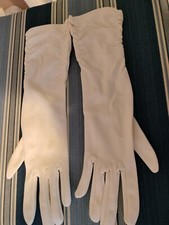 British Brand Morley Sz 6.5 Vintage Ladies White Rouched Gloves 12" Never Worn