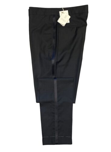 Brunello Cucinelli Men's Tuxedo Pants Size 34 / 50 Dark Grey Wool & Silk -$1,350