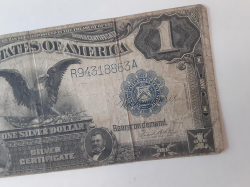 1899 Black Eagle One Dollar Bill Silver Certificate Large Note R94318863A - Picture 8 of 12