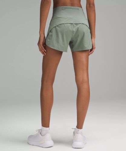 NEU Lululemon Speed Up hoch geschnitten gefütterte Shorts 4" grau Eukalyptus Größe 6-8-10-12 - Bild 6 von 7