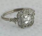Antique Art Deco 2Ct Asscher Cut Lab Created Diamond 925 Silver Engagement Ring