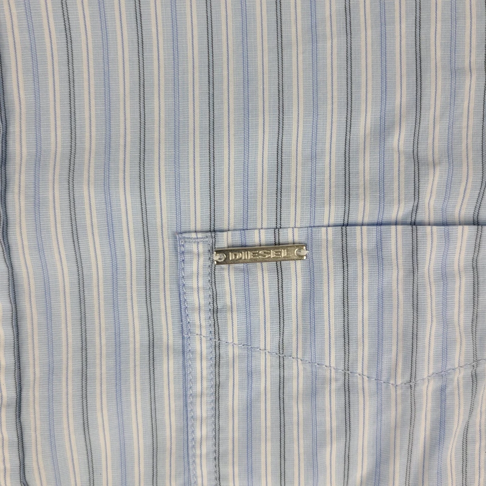 Рубашка мужская большая синяя в полоску 100% хлопок платье на пуговицах сделано в Турции - Изображение 4 из 4