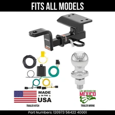 For 12-17 VW Tiguan Trailer Hitch 4 Pin Wire 178" Ball Fits All Curt 3.5K 1.25"