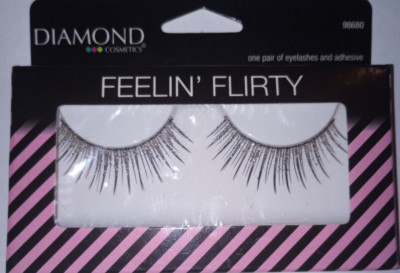 Glittery Eyelashes Silver Black Feelin' Flirty Lash Diamond Eyelash Kit Glue M-L