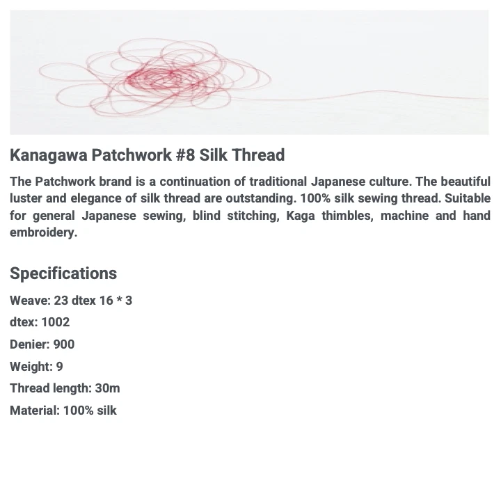 Hilo de seda Kanagawa Patchwork 008, 23 dtex 16x3, 30 m, 8 patrones impresionantes Foto 2 de 4