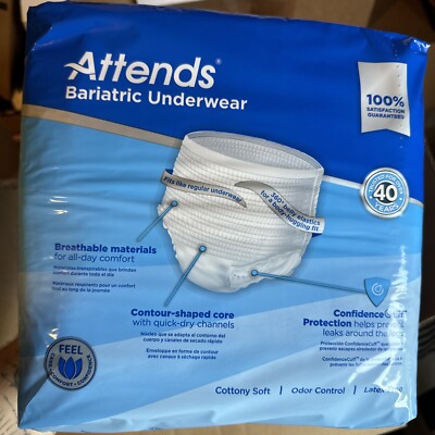 Attend Bariatric Protective Underwear XXL 80'' Waist - 12 count - 4 Packs