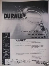 ADVERTISEMENT 1956 DURALEX GLASSWARE PRODUCTION SAINT-GOBAIN - ADVERTISING