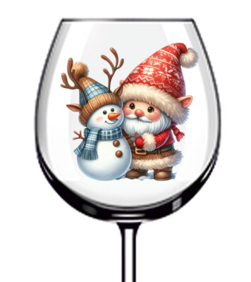 12x Weihnachten Weihnachtsmann Schneemann Vinyl Aufkleber Abziehbild Becher Weinglas Flasche