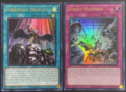 2023 YUGIOH RARITY 25TH 1ST ED ULTRA RARE FORBIDDEN DROPLET & EVENLY MATCHED NM - Foto 1 di 1