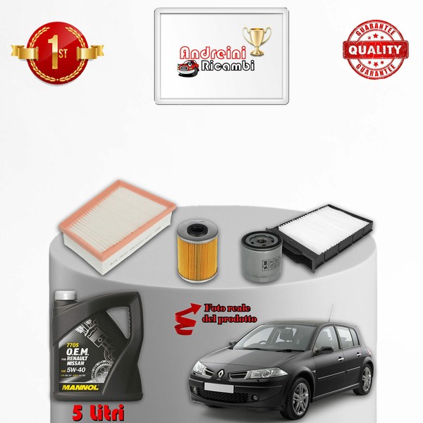 Kit Wartung 4 Filter Und ÖL Renault Megane II 1.9 DCI 68KW 92CV Ab 2004-image