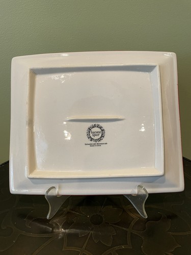 Harvest Spice Serving Tray w/ Colorful Flowers Dishwasher & Microwave Safe - Picture 2 of 4
