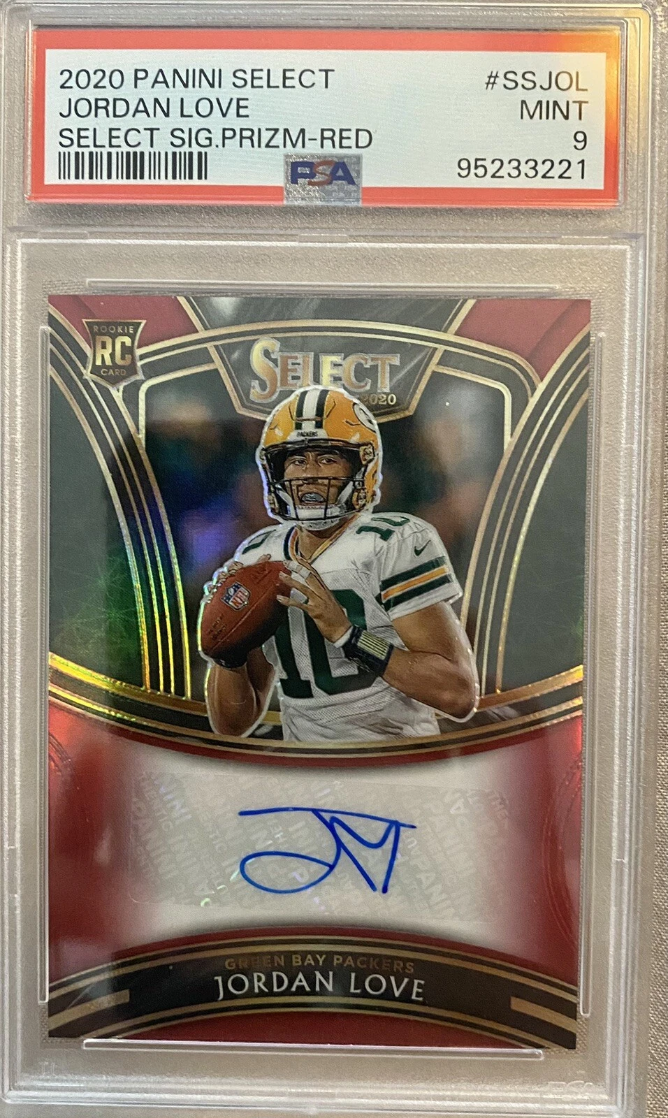 Jordan Love Panini Select Signatures Prizm #SSJOL Red