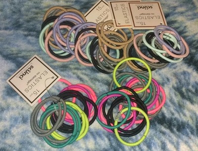 5 Packs New Scunci 15 Pieces Elastics No Damage Multi Color
