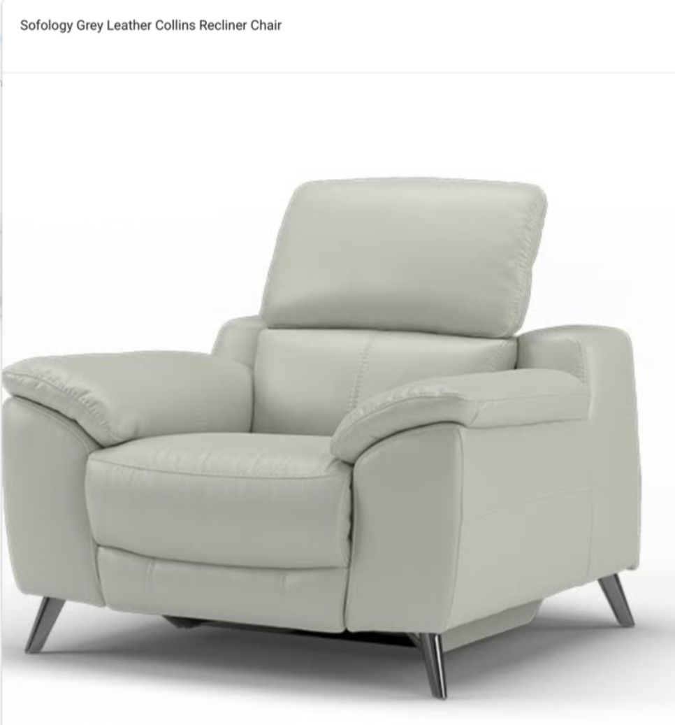SOFOLOGY Grey Leather RECLINING COLLINS Rrp
