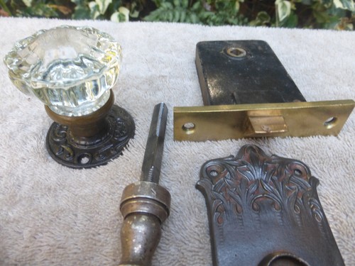 Set di ferramenta vintage antico 5 pz porte vittoriane 110522 A - Foto 2 di 14