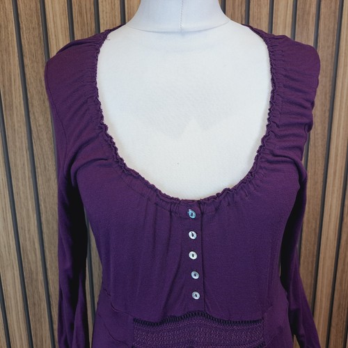 White Stuff Dress Purple 16 Below Knee Jersey Stretch Long Sleeve Wool - Picture 2 of 11