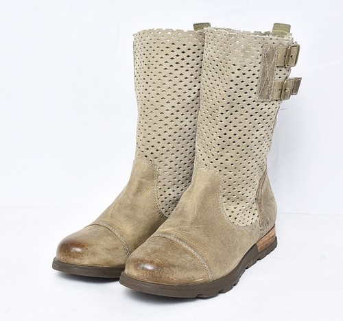 Sorel Major Pull On Womens Sz 6.5 Mid Calf Riding Biker Leather Booties Boot