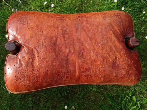 70 er Vintage Kamelhocker Hocker Leder Sitz - Bild 6 von 16