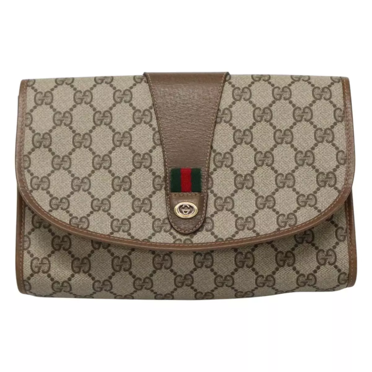 Sac pochette GUCCI GG Supreme PVC cuir beige vert rouge authentique 112988