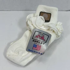Girl’s Vintage TWO FEET AHEAD Off White T-shirt Ruffle Ankle Sock Sz 6-7 1/2