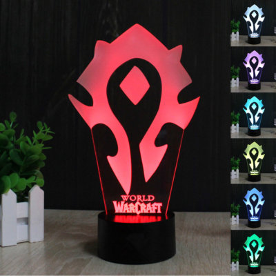 3D LED WOW World of Warcraft Horde Table Lamp Night Light Reading Lamp 7 Color