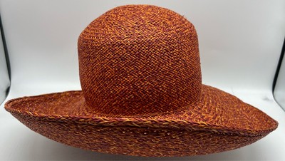 Kokin New york Red ornage yellow straw large brim sun hat | eBay