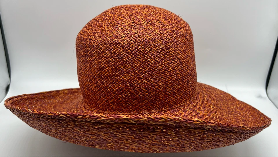 Kokin New york Red ornage yellow straw large brim sun hat - Image 2 of 4
