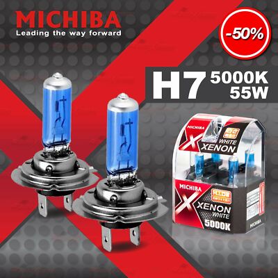 2er H7 477 12V 55W MICHIBA 5000K XENON White Weiß Scheinwerfer Halogen Lampen