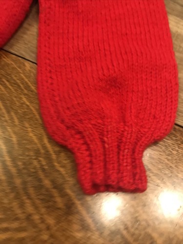VTG Hand Knit Children’s Knit Sweater Fair Isle Red Snowflakes Holiday Christmas - Picture 6 of 11
