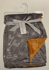 NEW Mother's Promise Baby Infant Luxury Plush Throw Blanket in Gray Giraffe Palm