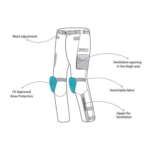 BELA Crossroad Textile pantalones blindados de moto Hielo/Gris/Negro - Imagen 13 de 27
